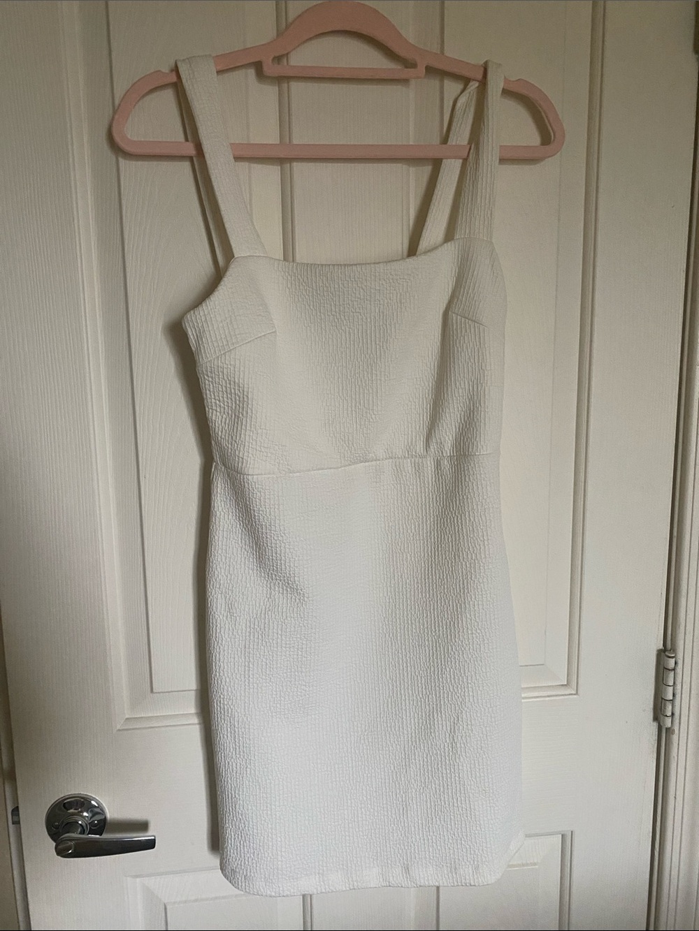 Urban Outfitters White Textured Square-Neck Mini Dress